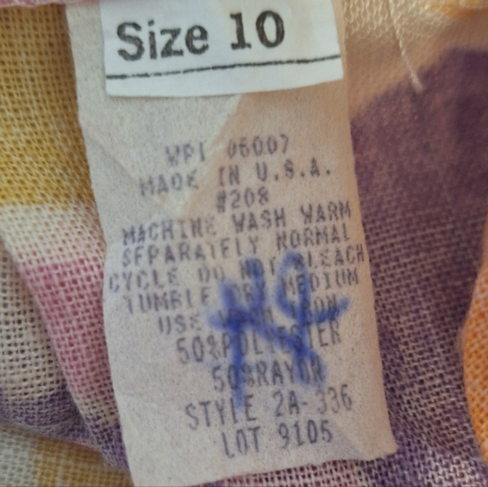 Vintage floral belted pleated polyester skirt sz 10 USA Laurissa *B - Picture 5 of 7